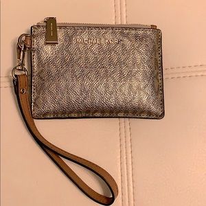MICHAEL KORS Gold MK Sig Coin Purse Wristlet